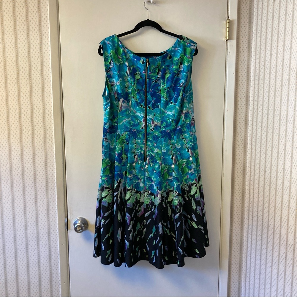 Vibrant Blue and Green Midi Dress